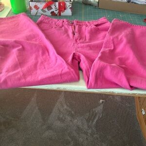 Wide leg pink jeans